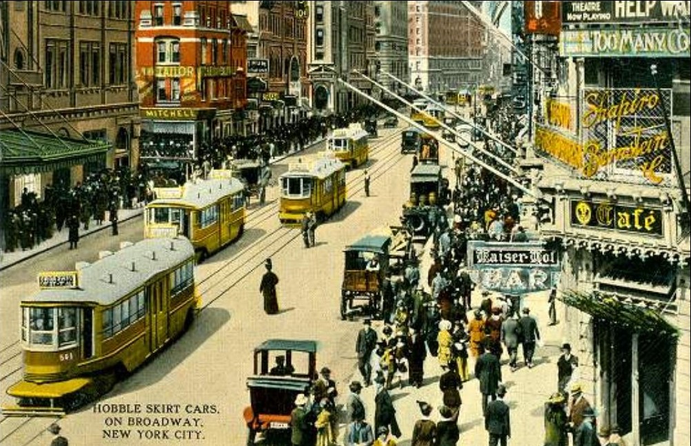 1 Broadway 1914 Stepless cars cartolina depoca