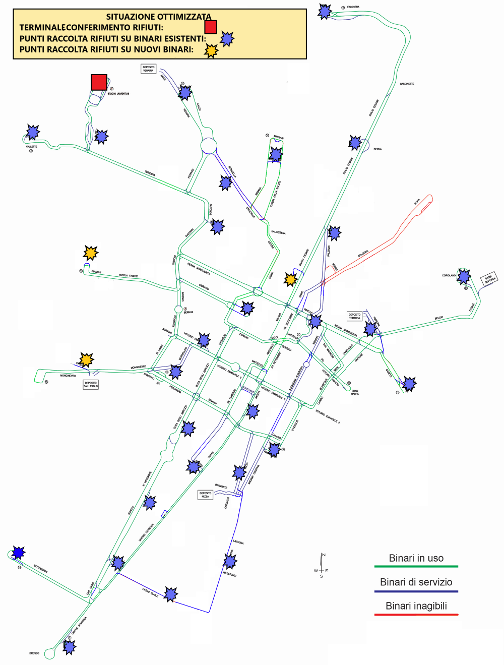 Mappa Tram Rifiuti Situazione ottimizzata ridimensionata