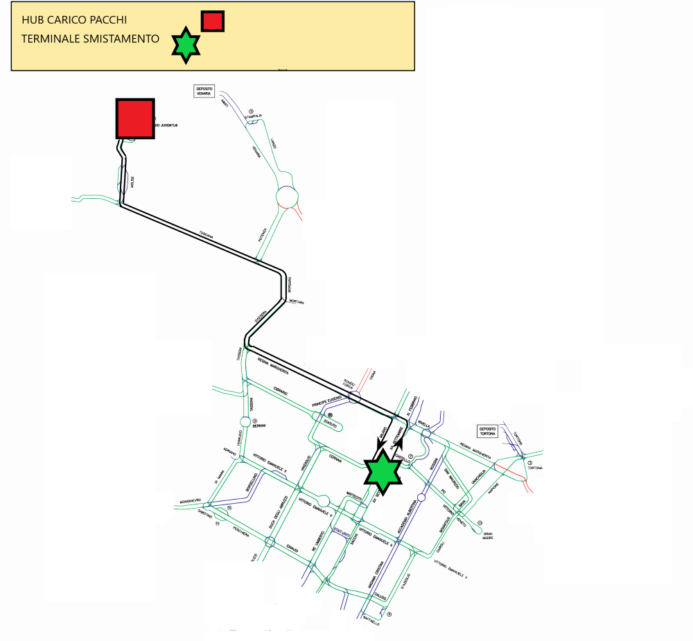 Mappa tram pacchi. ridimensionata