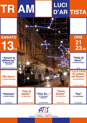 Tram storico sotto le luci d&#039;artista