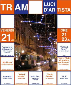 Tram storico sotto le luci d&#039;artista