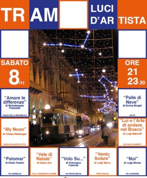 Tram storico sotto le luci d&#039;artista